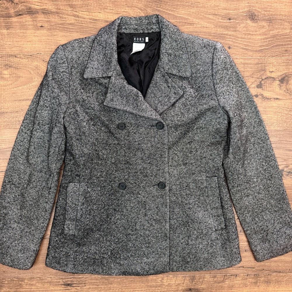 Vtg 90s Y2K KORS Michael Kors Italy Size 10 Wool Silk Tweed Blazer Jacket Luxury
